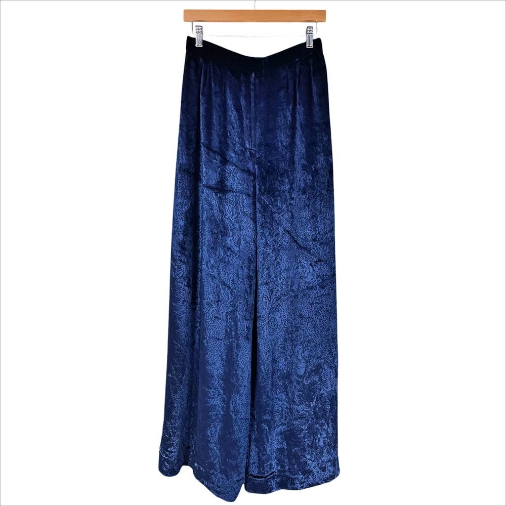 JLS SCHERRER Vintage 80s Velvet Wide-Leg Silk Blend Pants Deep Blue Fits Like 6